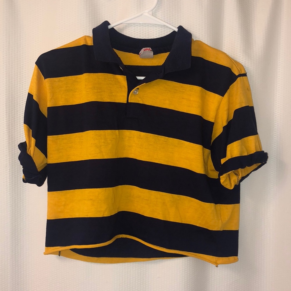 Cropped Navy& Yellow Polo Shirt